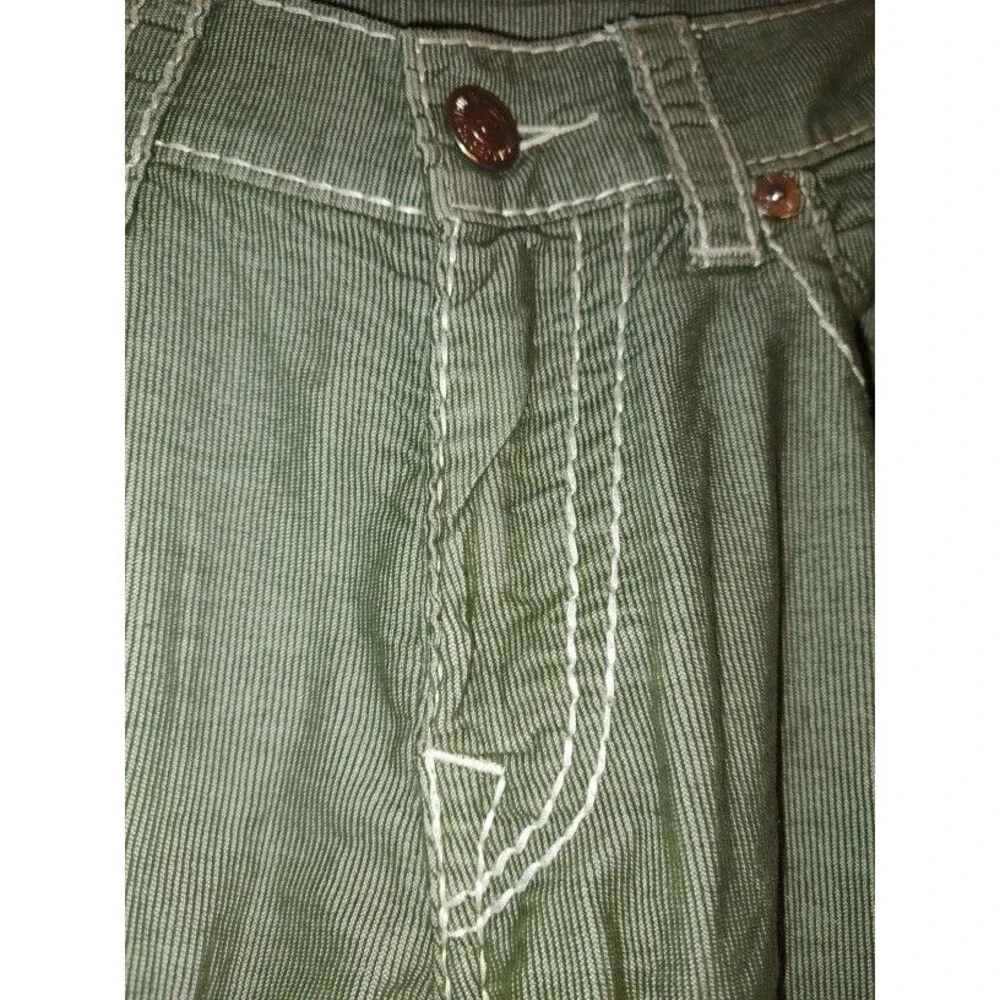 Men's True Religion World Tour Section Olive Green Velvet Jeans Size 33